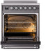 ILVE Nostalgie II 30" Electric Range, Matte Graphite, Chrome Trim UPI304NMPMGC ILVE