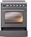 ILVE Nostalgie II 30" Electric Range, Matte Graphite, Chrome Trim UPI304NMPMGC ILVE