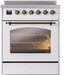 ILVE Nostalgie II 30" Electric Range, White, Bronze Trim UPI304NMPWHB ILVE