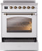 ILVE Nostalgie II 30" Electric Range, White, Bronze Trim UPI304NMPWHB ILVE