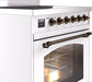 ILVE Nostalgie II 30" Electric Range, White, Bronze Trim UPI304NMPWHB ILVE