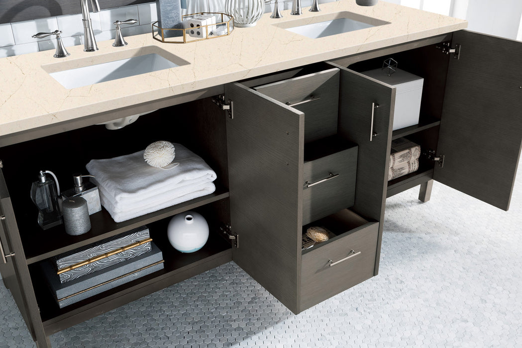 James Martin Metropolitan 72" Dual Mount Double Bathroom Vanity, Silver Oak