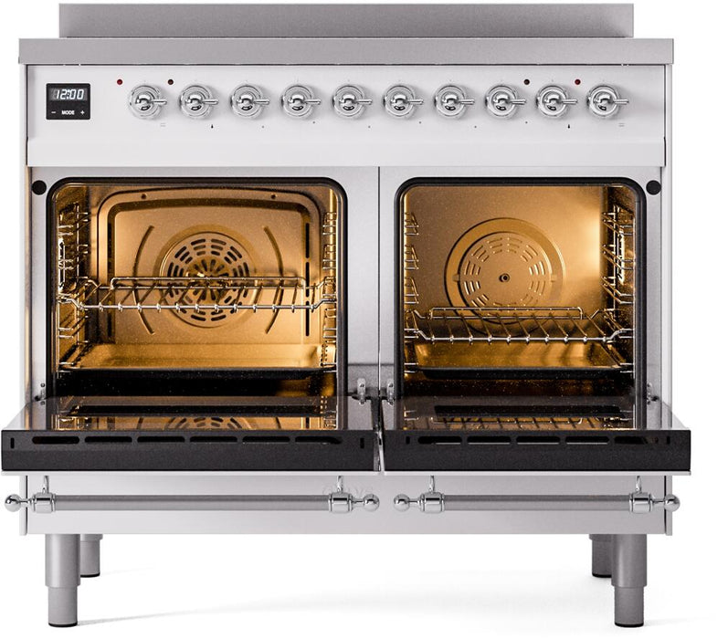 ILVE Nostalgie II 40" Electric Range, White, Chrome Trim UPDI406NMPWHC ILVE