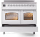 ILVE Nostalgie II 40" Electric Range, White, Chrome Trim UPDI406NMPWHC ILVE