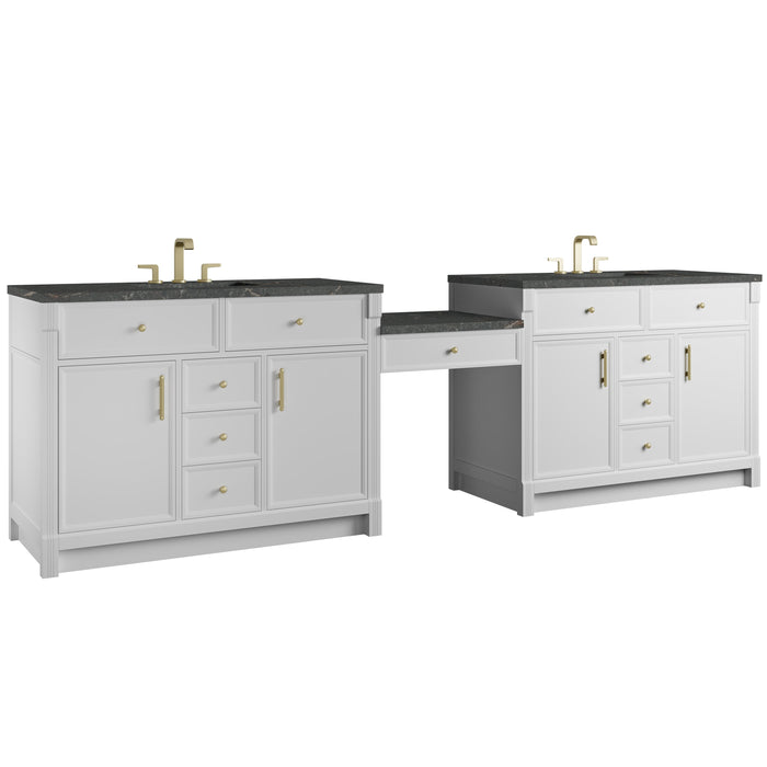James Martin Bellshire 120" Double Bathroom Vanity, Bright White