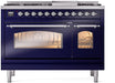 ILVE Nostalgie II 48" Dual Fuel Liquid Propane Range, Blue, Chrome Trim UP48FNMPMBCLP ILVE