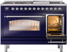 ILVE Nostalgie II 48" Dual Fuel Liquid Propane Range, Blue, Chrome Trim UP48FNMPMBCLP ILVE