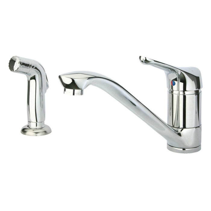 Whitehaus Single Lever Straight Kitchen Faucet, Side Spray WH76574-BN