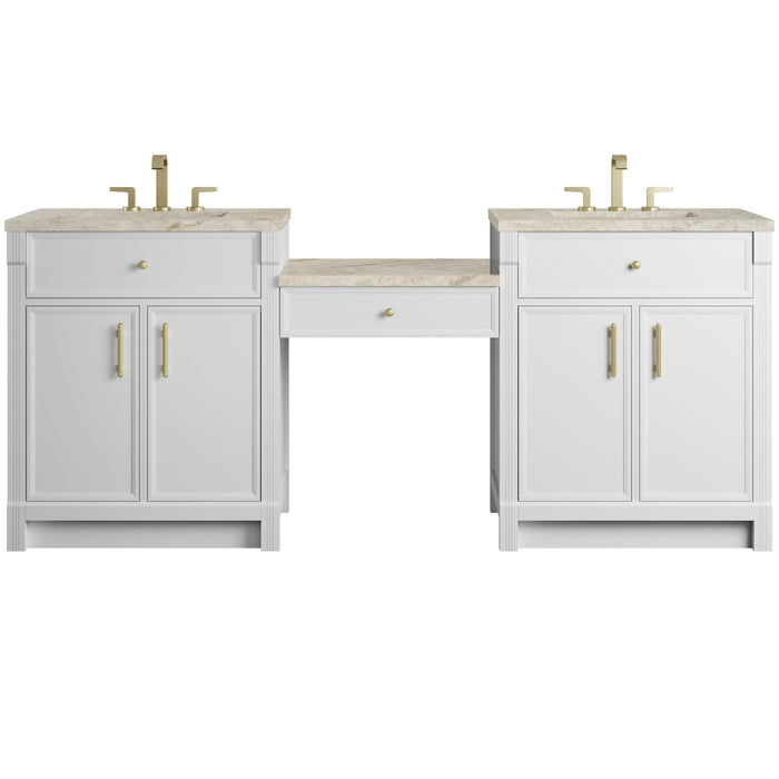James Martin Bellshire 84" Double Bathroom Vanity, Bright White