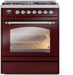 ILVE Nostalgie II 30" Dual Fuel Liquid Propane Range, Burgundy, Chrome Trim UP30NMPBUCLP ILVE