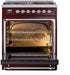 ILVE Nostalgie II 30" Dual Fuel Liquid Propane Range, Burgundy, Chrome Trim UP30NMPBUCLP ILVE