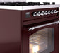 ILVE Nostalgie II 30" Dual Fuel Natural Gas Range, Burgundy, Chrome Trim  UP30NMPBUC ILVE