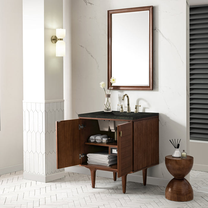 James Martin Amberly 30" Dual Mount Single Bathroom Vanity, Mid-Century Walnut