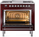 ILVE Nostalgie II 36" Dual Fuel Liquid Propane Range, Burgundy, Chrome Trim UP36FNMPBUCLP ILVE