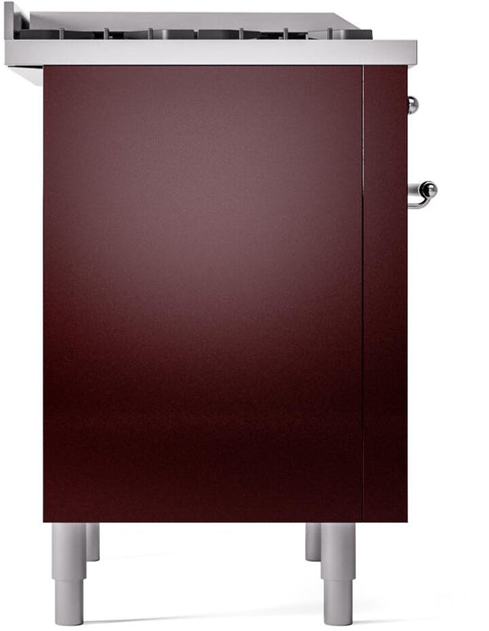 ILVE Nostalgie II 36" Dual Fuel Liquid Propane Range, Burgundy, Chrome Trim UP36FNMPBUCLP ILVE