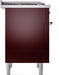 ILVE Nostalgie II 36" Dual Fuel Liquid Propane Range, Burgundy, Chrome Trim UP36FNMPBUCLP ILVE