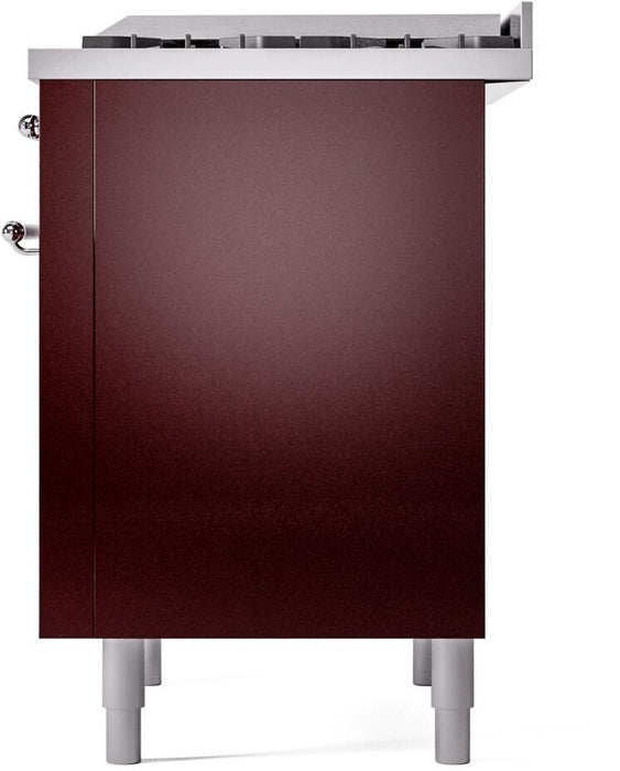 ILVE Nostalgie II 36" Dual Fuel Liquid Propane Range, Burgundy, Chrome Trim UP36FNMPBUCLP ILVE