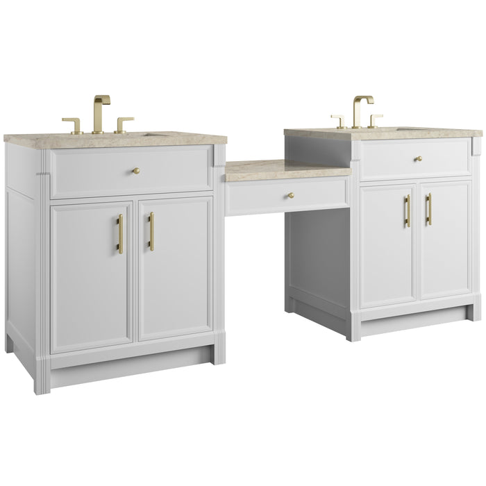 James Martin Bellshire 84" Double Bathroom Vanity, Bright White