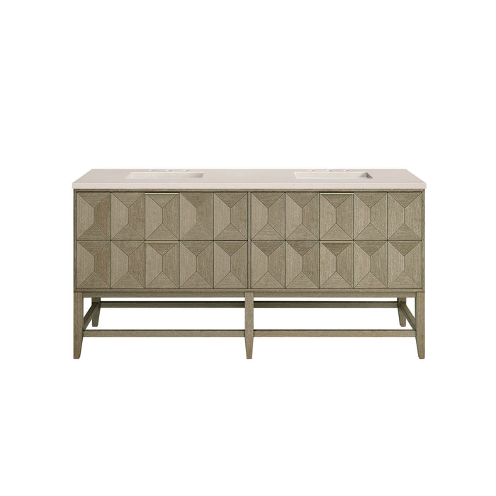 James Martin Emmeline 72" Double Bathroom Vanity, Pebble Oak