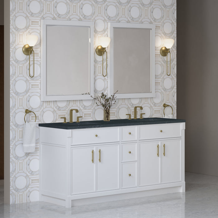 James Martin Bellshire 72" Double Bathroom Vanity, Bright White