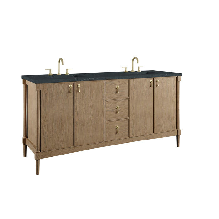James Martin Kinnsden 72" Double Bathroom Vanity, Weathered Oak