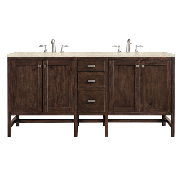 James Martin Addison 72" Double Bathroom Vanity, Mid-Century Acacia