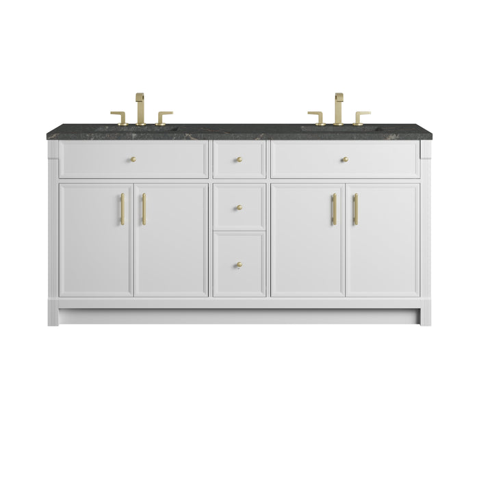 James Martin Bellshire 72" Double Bathroom Vanity, Bright White