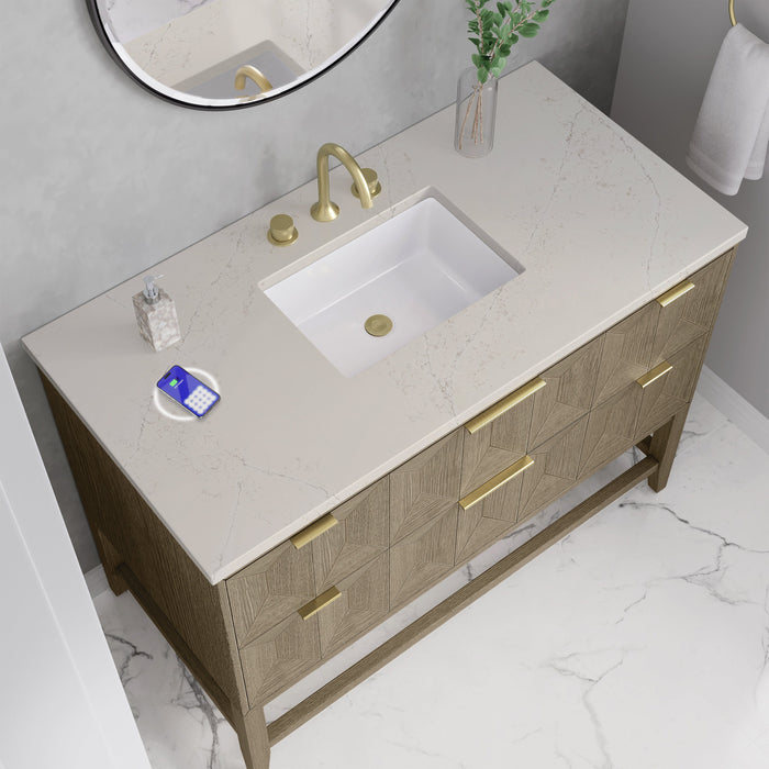 James Martin Emmeline 48" Single Bathroom Vanity, Pebble Oak
