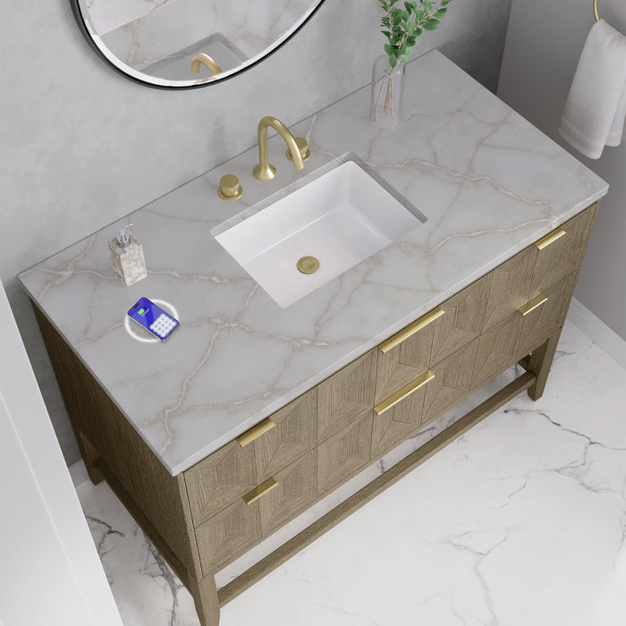James Martin Emmeline 48" Single Bathroom Vanity, Pebble Oak