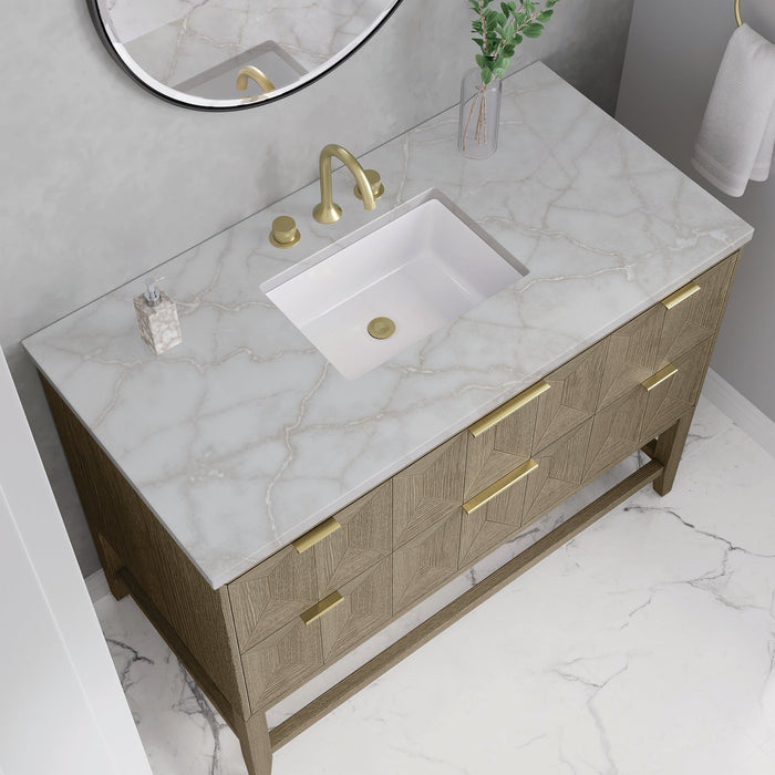 James Martin Emmeline 48" Single Bathroom Vanity, Pebble Oak