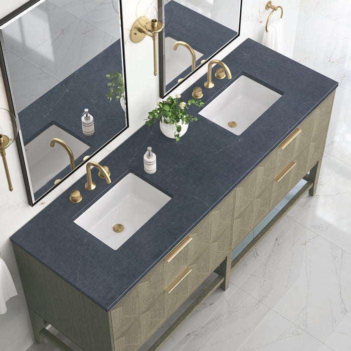 James Martin Emmeline 72" Double Bathroom Vanity, Pebble Oak