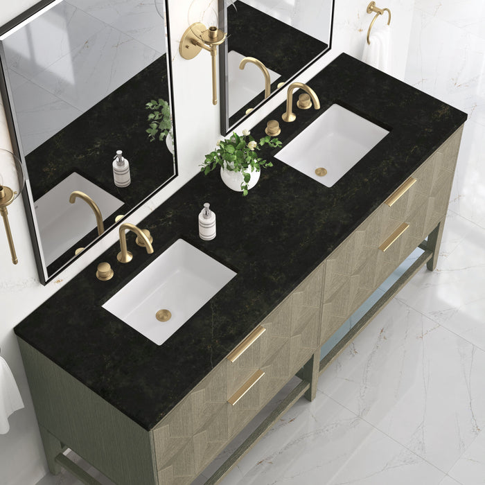 James Martin Emmeline 72" Double Bathroom Vanity, Pebble Oak