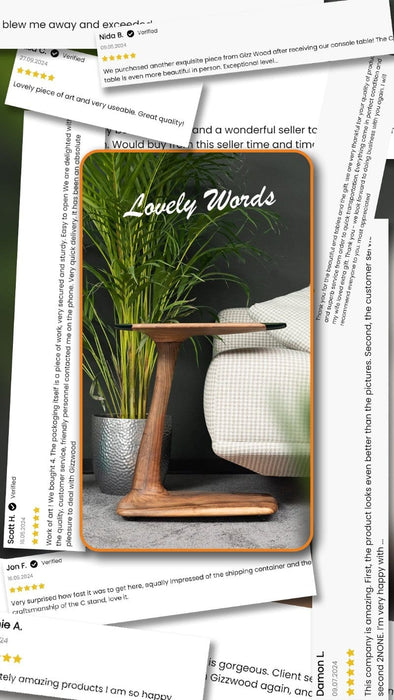 C-Shaped Luxury Resin End / Side Table - Unique Gift Idea