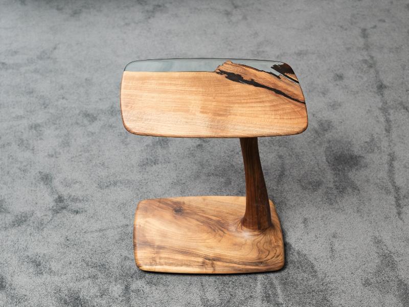 C-Shaped Luxury Resin End / Side Table - Unique Gift Idea