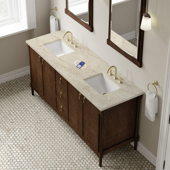 James Martin Kinnsden 72" Double Bathroom Vanity, Sable Oak