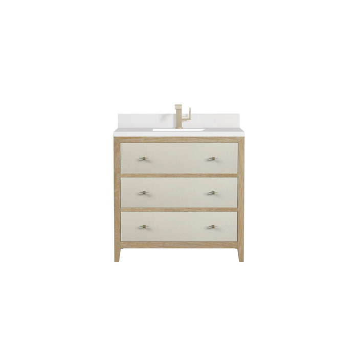James Martin Celeste 36" Single Bathroom Vanity, Sunwashed Oak with Embossed Shagreen Drawer Fronts