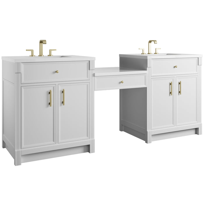 James Martin Bellshire 84" Double Bathroom Vanity, Bright White