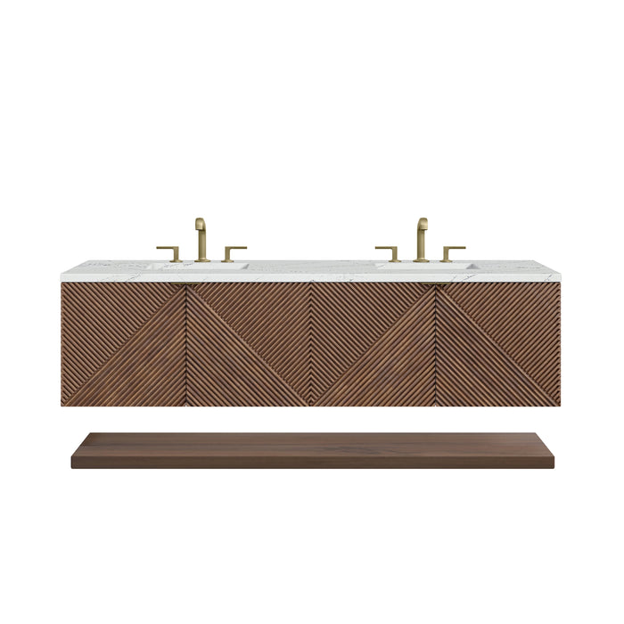 James Martin Marcello 72" Floating Double Bathroom Vanity, Chestnut