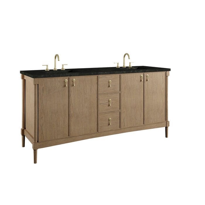 James Martin Kinnsden 72" Double Bathroom Vanity, Weathered Oak