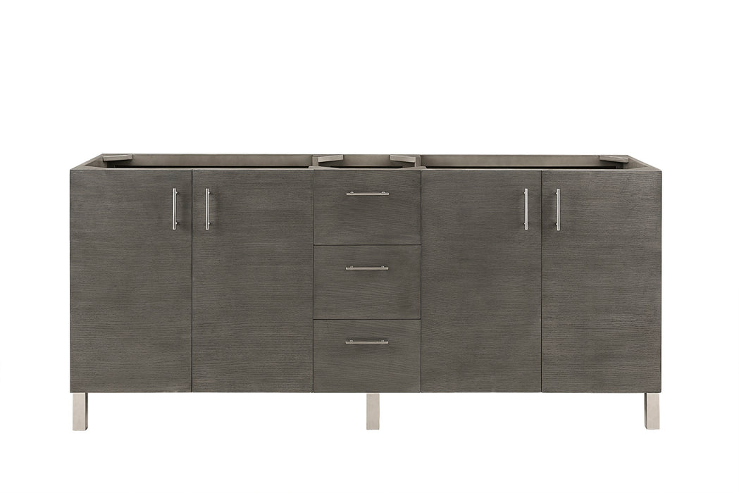 James Martin Metropolitan 72" Dual Mount Double Bathroom Vanity, Silver Oak