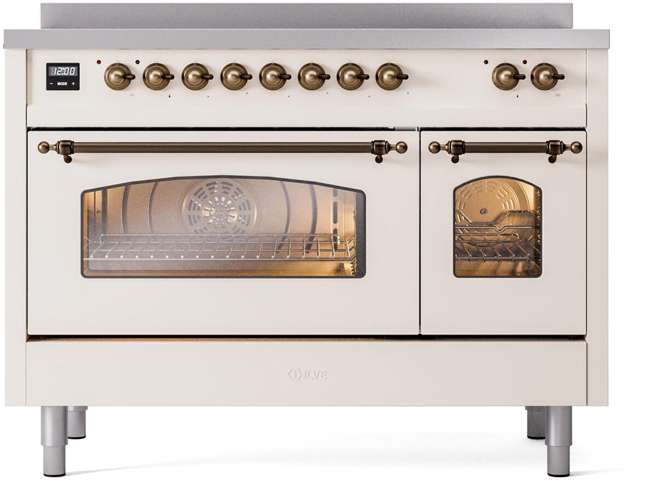 ILVE Nostalgie II 48 " Electric Range, Antique White, Bronze Trim UPI486NMPAWB ILVE