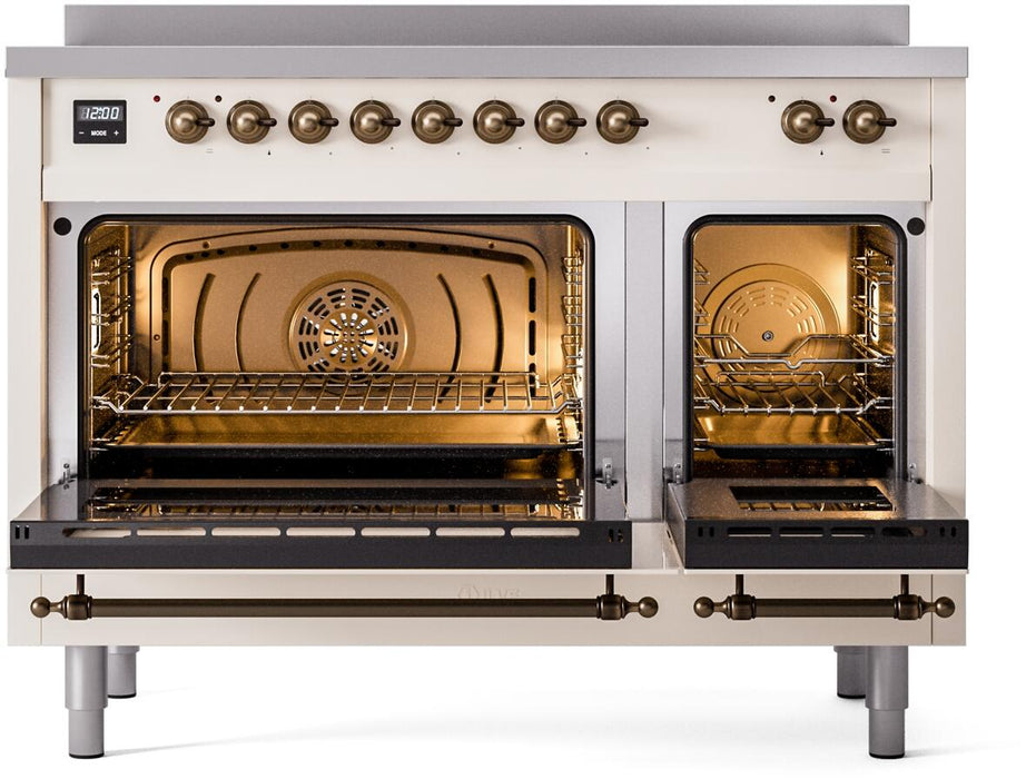 ILVE Nostalgie II 48 " Electric Range, Antique White, Bronze Trim UPI486NMPAWB ILVE