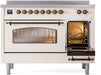 ILVE Nostalgie II 48 " Electric Range, Antique White, Bronze Trim UPI486NMPAWB ILVE