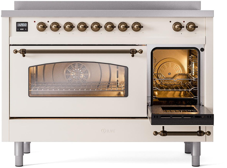 ILVE Nostalgie II 48 " Electric Range, Antique White, Bronze Trim UPI486NMPAWB ILVE