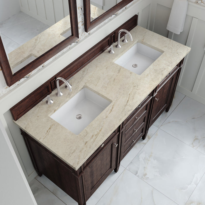 James Martin Brittany 60" Double Bathroom Vanity, Burnished Mahogany