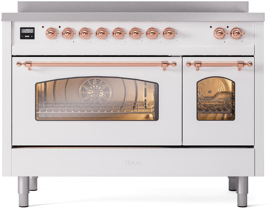 ILVE Nostalgie II 48" Electric Range, White, Copper Trim UPI486NMPWHP ILVE