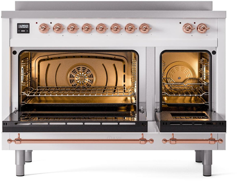 ILVE Nostalgie II 48" Electric Range, White, Copper Trim UPI486NMPWHP ILVE