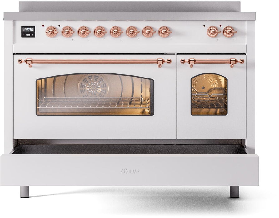 ILVE Nostalgie II 48" Electric Range, White, Copper Trim UPI486NMPWHP ILVE