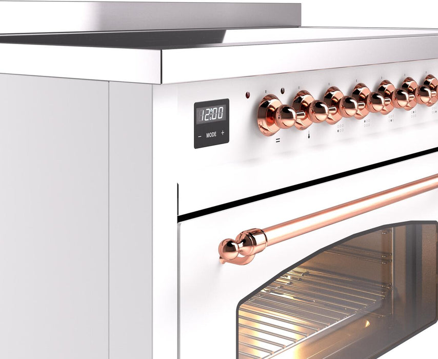 ILVE Nostalgie II 48" Electric Range, White, Copper Trim UPI486NMPWHP ILVE