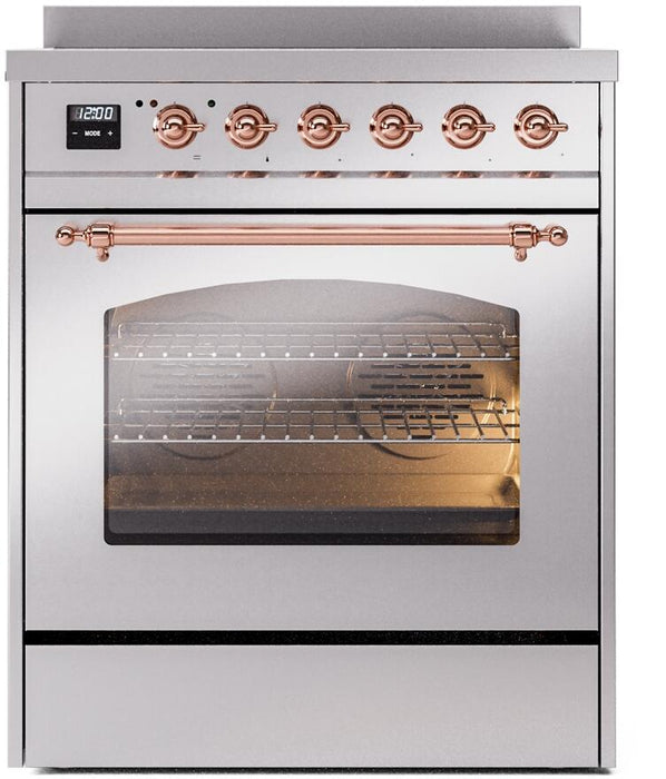 ILVE Nostalgie II 30" Electric Range, Stainless Steel, Copper Trim UPI304NMPSSP ILVE